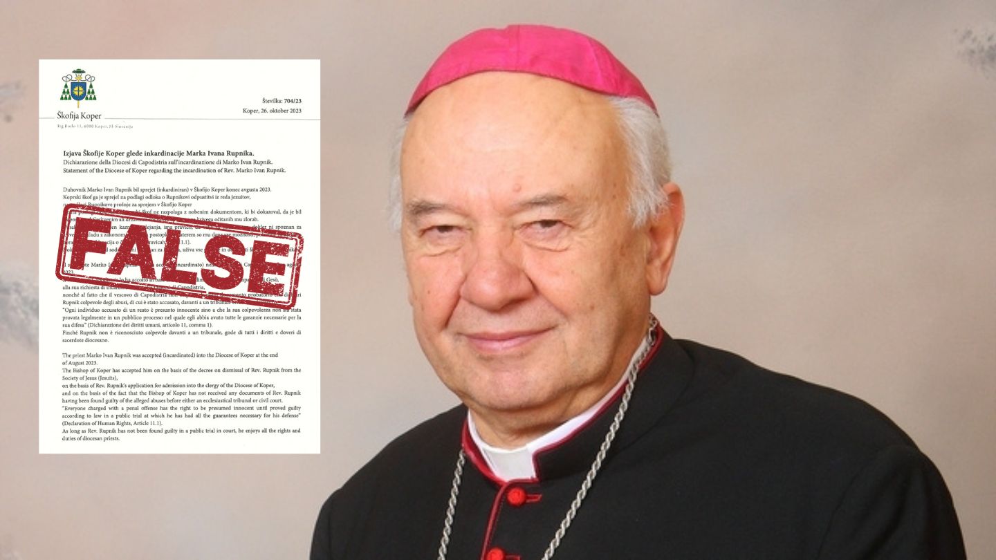 Diocesi Capodistria: il vescovo mente per coprire Rupnik